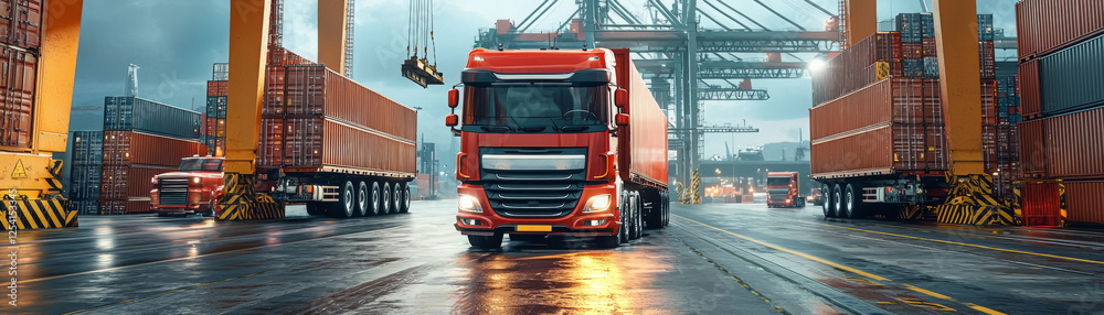 Advanced AI Controlled Self-Driving Cargo Trucks in Industrial Loading Dock Environment Advanced AI Controlled Self-Driving Cargo Trucks in Industrial Loading Dock Environment