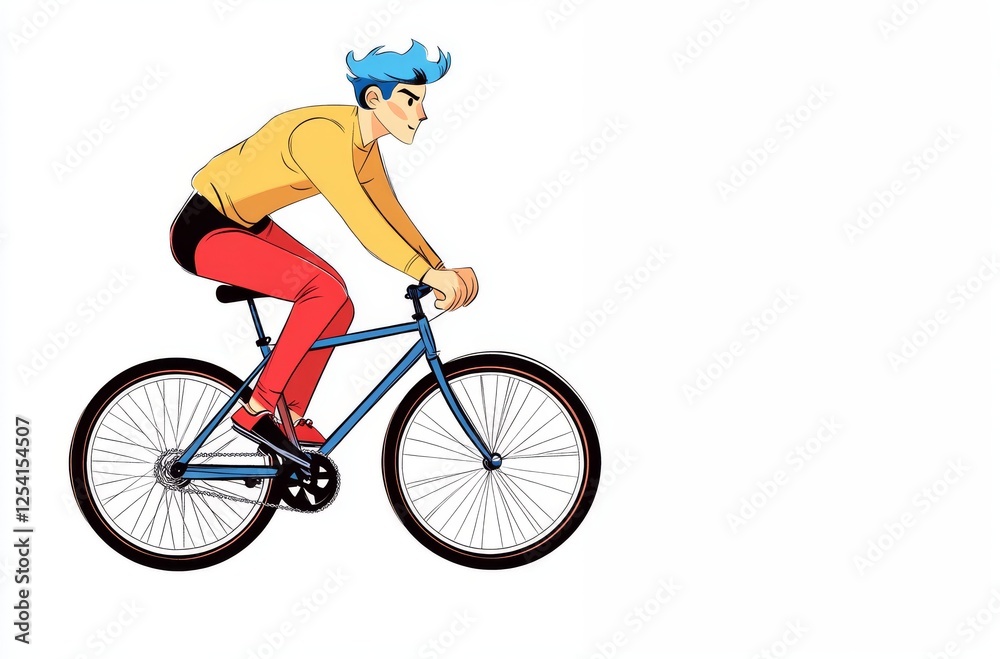 Young man riding bicycle in national bicycle month Young man riding bicycle in national bicycle month
