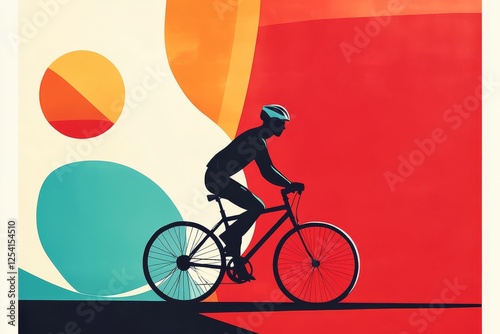 Cyclist riding bicycle during national bicycle month promoting healthy lifestyle photo