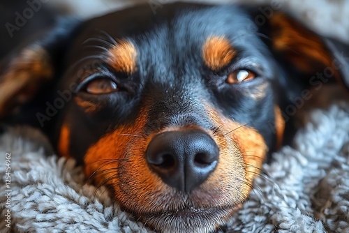 Adorable smiling dog exuding a 'don't worry, be happy' vibe, its positive demeanor highlighted against a white backdrop. photo