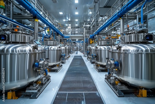 A pharmaceutical factory's mixing tank on the production line within a医药 manufacturing facility