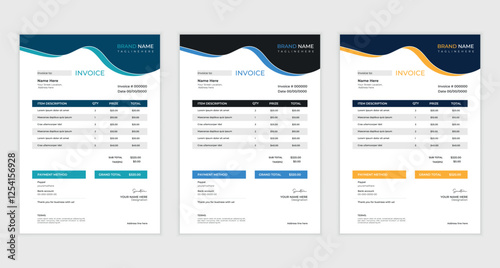 cleam  creative business invoice design with various colour skim | Printable  invoice design template