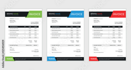 cleam  creative business invoice design with various colour skim | Printable  invoice design template