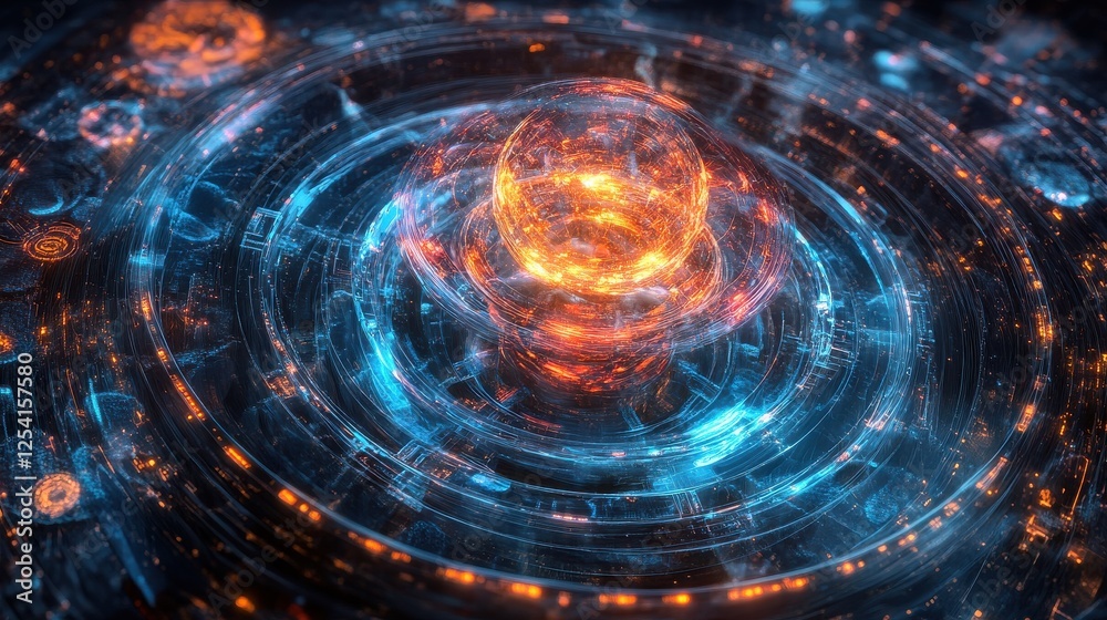 Quantum Processor Glowing Under Intricate Swirling Quantum Processor Glowing Under Intricate Swirling