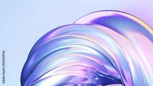 Abstract wave loop animation. 3D rendered background, flowing, fluid, twisted shapes with a metallic and iridescent texture. Smooth light gradient. Elegant live wallpaper and animated footage