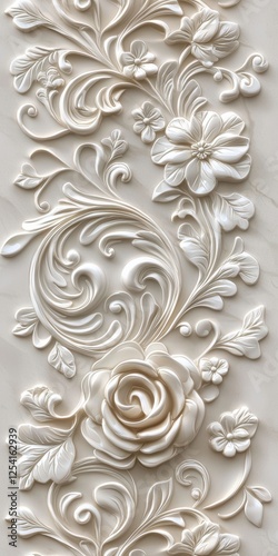 Intricate Floral Design of Porcelain for Phone Background, Wallpaper or Design Texture