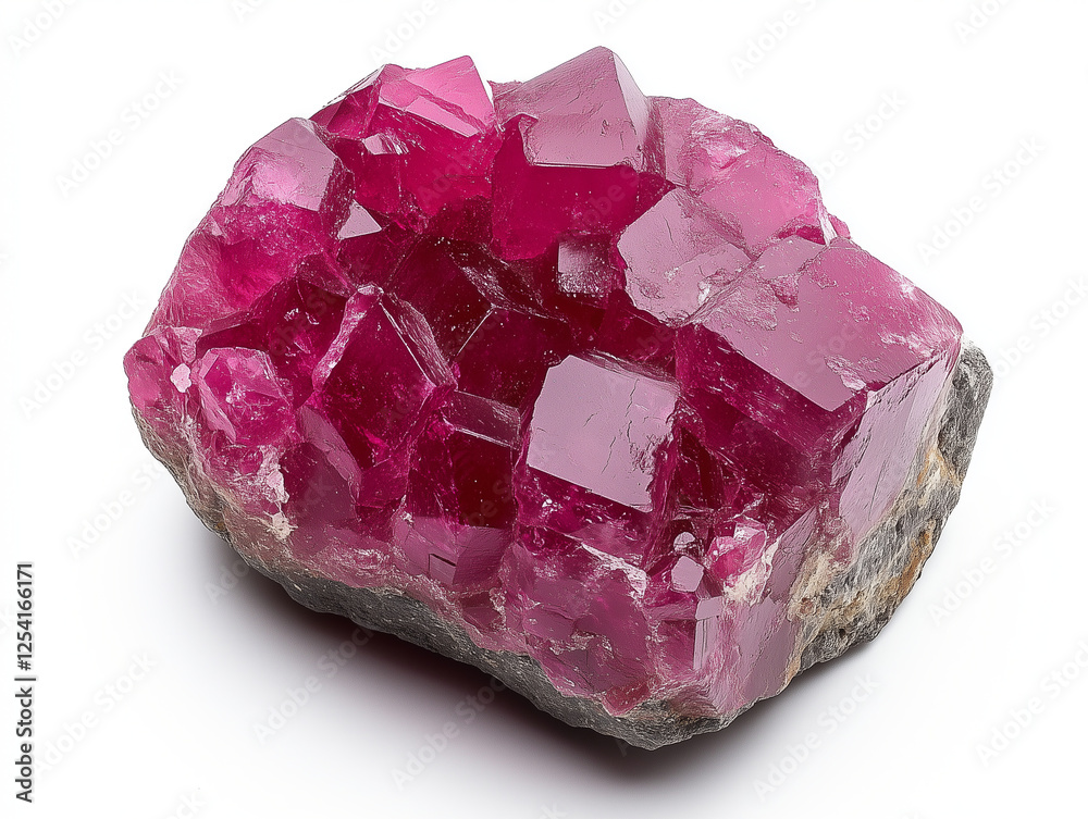 Transparent, stunning and vibrant Ruby pink red isolated on a white background. Saturated, shiny jewelry. Generative Ai