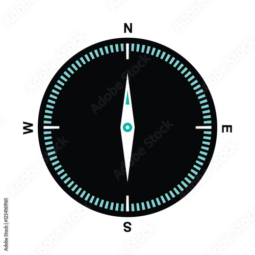 Green vector time compass showing north, south, east and west directions