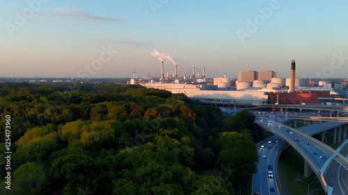 Industrial Complex at Sunset