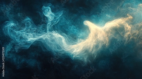 Abstract smoke swirls, vibrant colors, dark background, creative design, digital art, stock photography photo