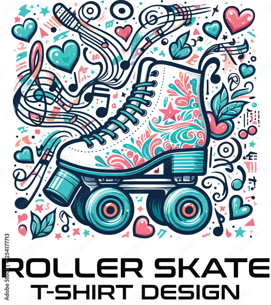 Fototapeta premium Roller Skate Vector T Shirt Design