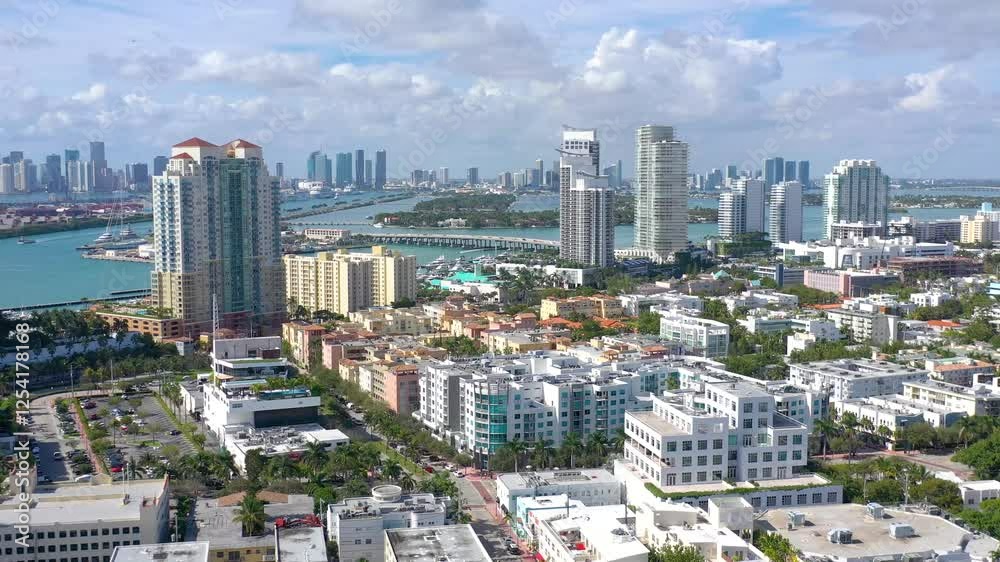 MIAMI, UNITED STATES - FEBRUARY 8, 2025: Stunning skyline view showcasing modern architecture and vibrant city life in Miami’s downtown area