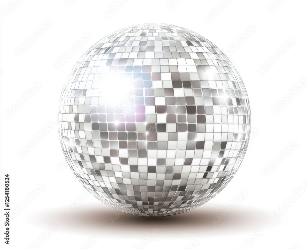 Fototapeta premium Shiny disco ball, isolated, white background, party decoration