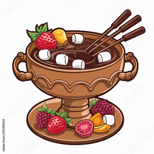 Delicious Chocolate Fondue with Fruits and Marshmallows