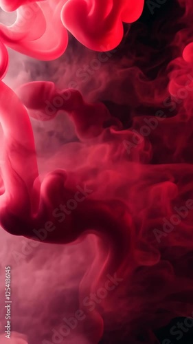 Swirling red smoke creates a mesmerizing abstract visual effect in dark background