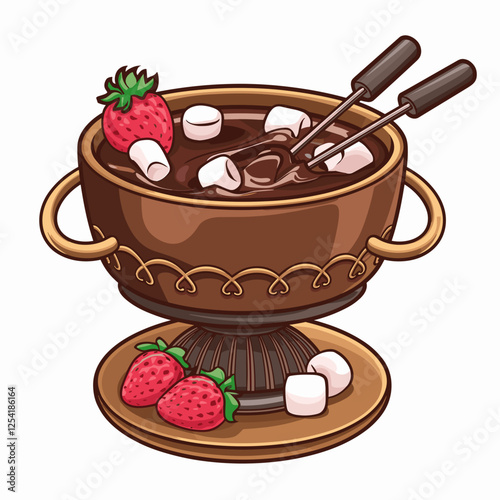 Delicious Chocolate Fondue with Fruits and Marshmallows