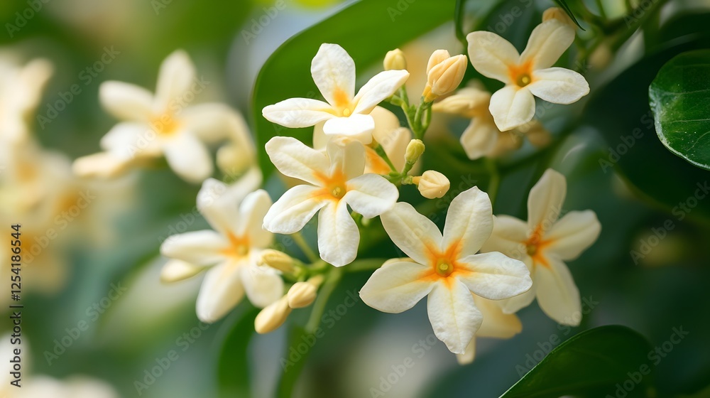 close up of beautiful orange jasmine flower close up of beautiful orange jasmine flower