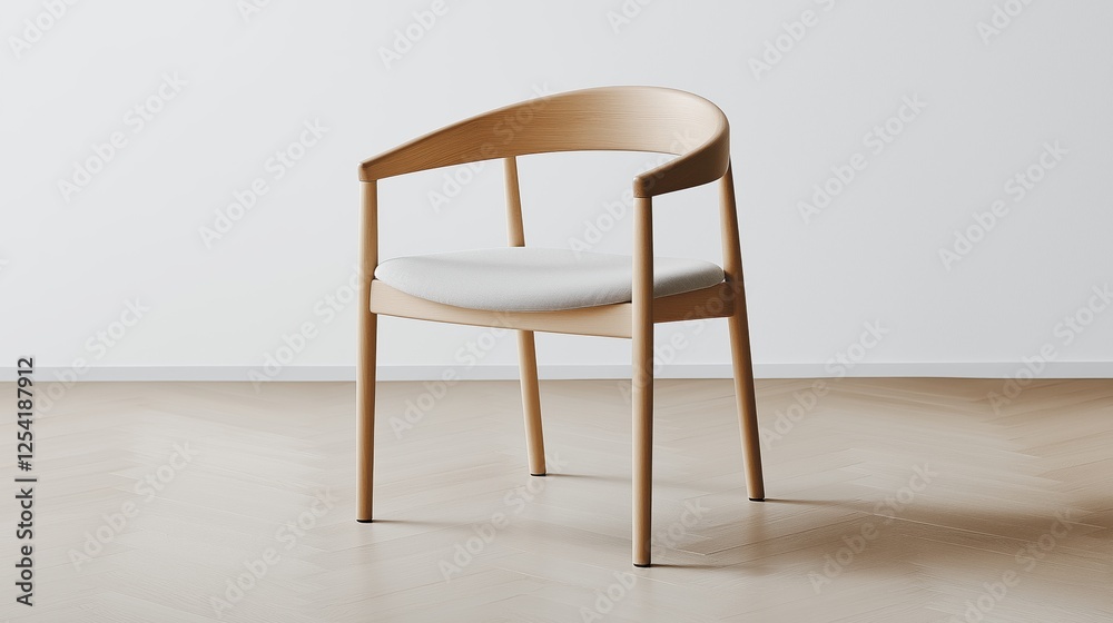 Scandinavian chair with minimal design placed against a neutral wall in a modern interior setting Scandinavian chair with minimal design placed against a neutral wall in a modern interior setting
