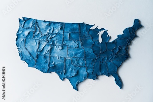 3D topographical map of the USA, showing state borders and elevation.