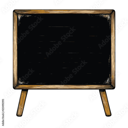 Blackboard Silhouette with Wooden Frame - Vector Illustration