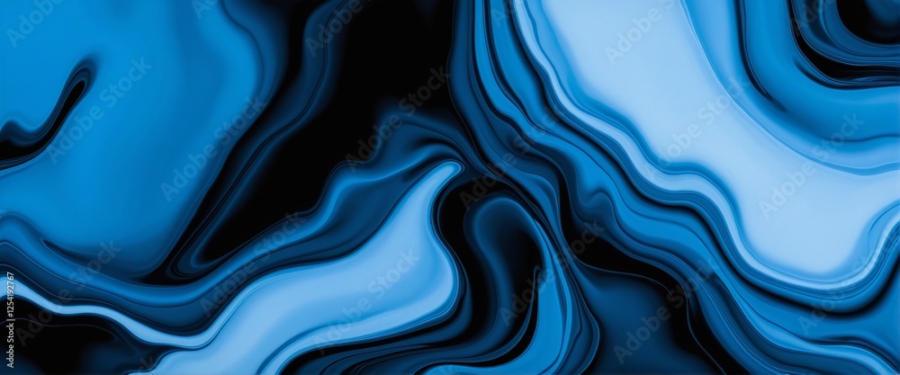 Obraz premium Sleek Black and Blue Liquid Wallpaper Pattern