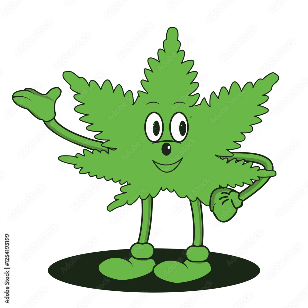 Cannabis Groovy Style, Mascot, Funny Marijuana