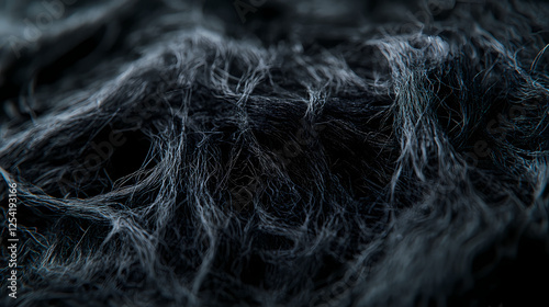 Close-up view of unraveled fibers in certain areas reflecting unique textures and details on a dark surface. Unraveled Dimensions. Illustration
