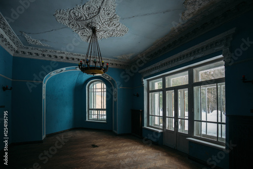 Old majestic abandoned historical mansion Turliki, Kaluga region photo