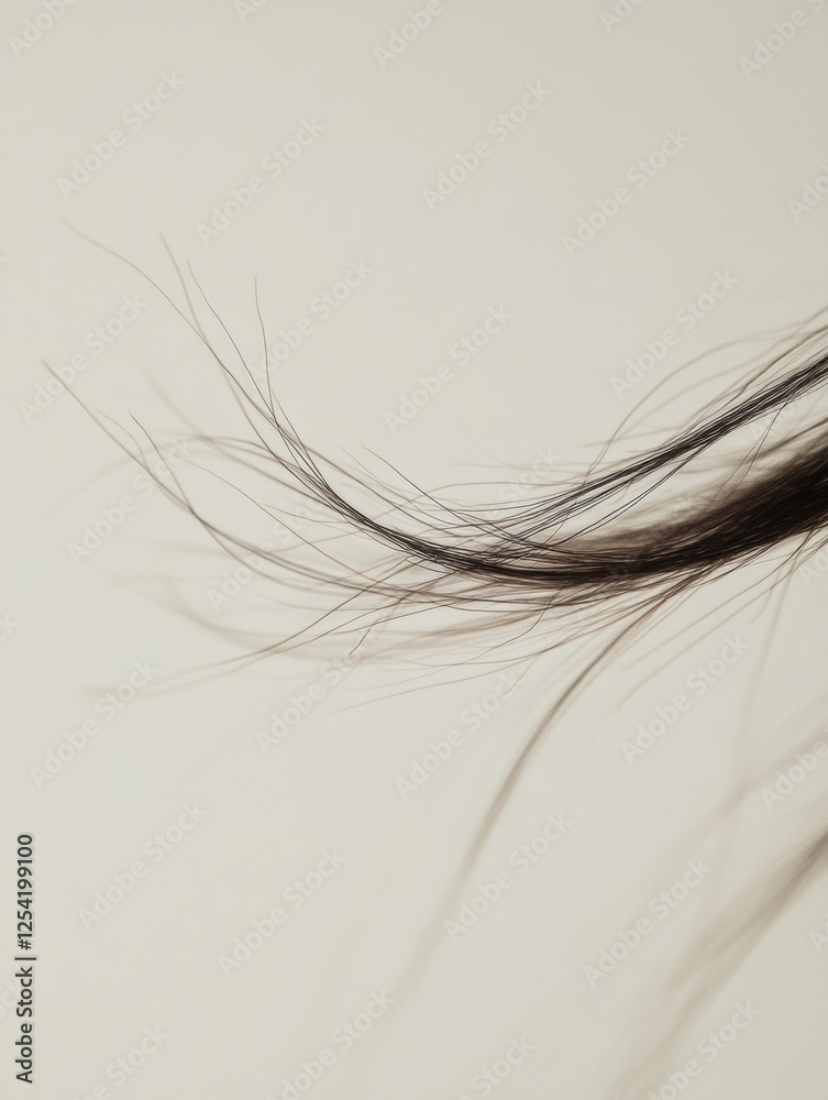 Detailed macro shot showcases a broken strand of hair against a soft neutral background. Generative AI Detailed macro shot showcases a broken strand of hair against a soft neutral background. Generative AI