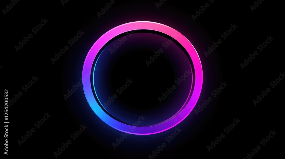 A glowing circular graphic with a gradient of pink and blue against a black background. A glowing circular graphic with a gradient of pink and blue against a black background.