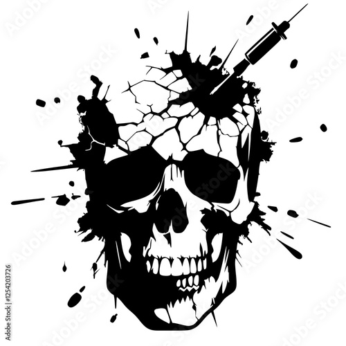 Broken skull silhouette