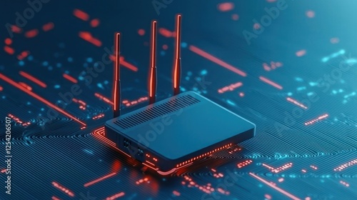 Modern Wireless Router On Circuit Board photo