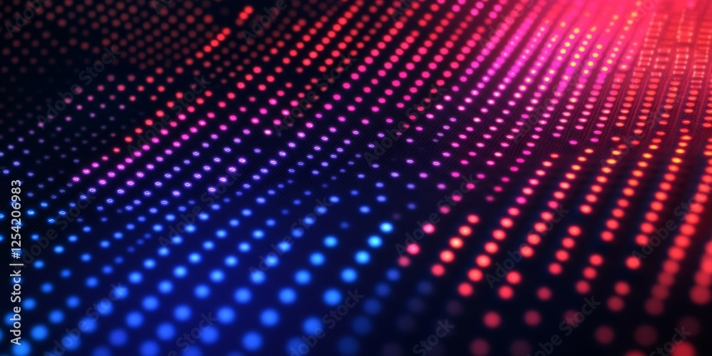 Fototapeta premium Abstract digital wave, red blue lights, dark background, tech concept