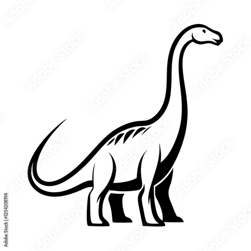 Silhouette of a brachiosaurus dinosaur with long neck and tail.