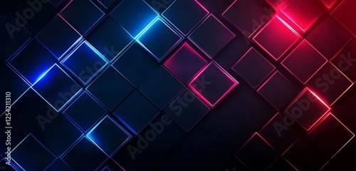 Neon-lit diamond grid backdrop, glowing squares, dark background, website design