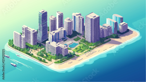 Miami, Florida in Isometric View