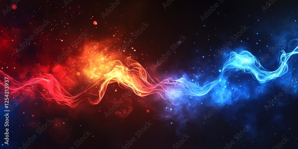 Fototapeta premium Red and blue fire abstract cosmic swirl background