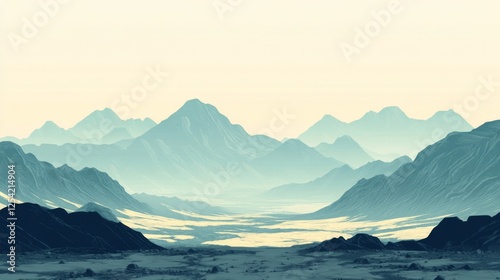 Pastel Digital Mountainscape Panorama