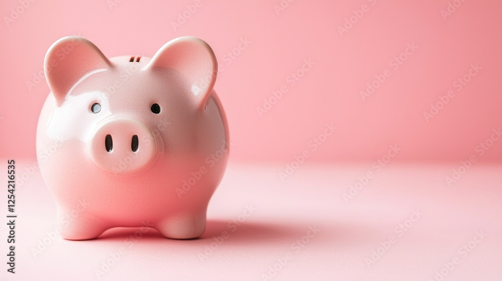 Pink Piggy Bank on Soft Pink Background for Financial Savings Concept Pink Piggy Bank on Soft Pink Background for Financial Savings Concept