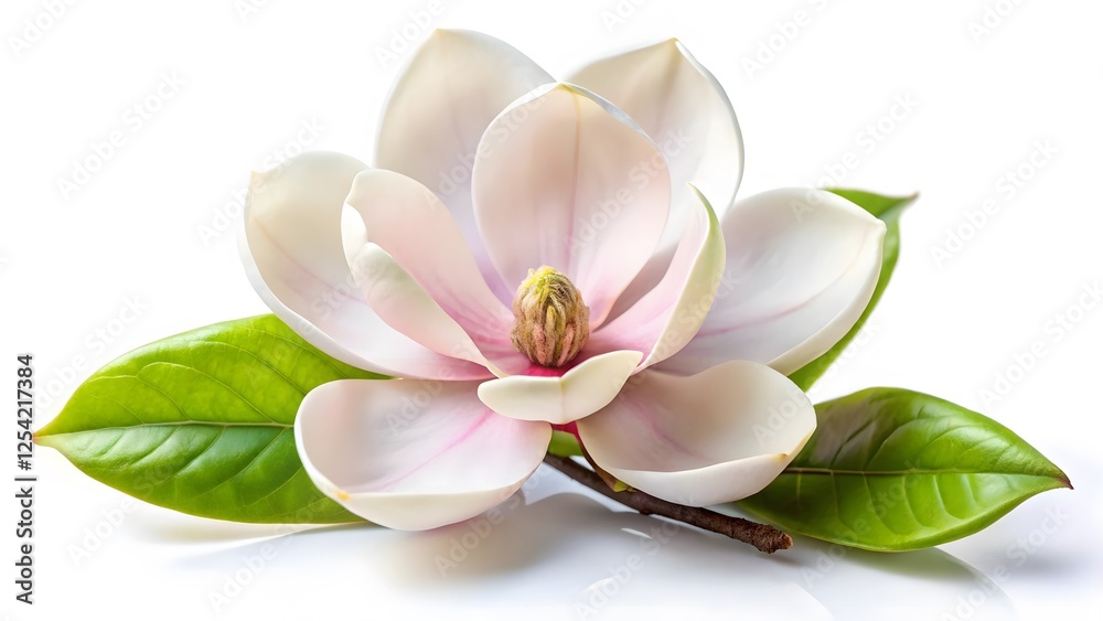 Fototapeta premium Magnolia Blossom with Leaves