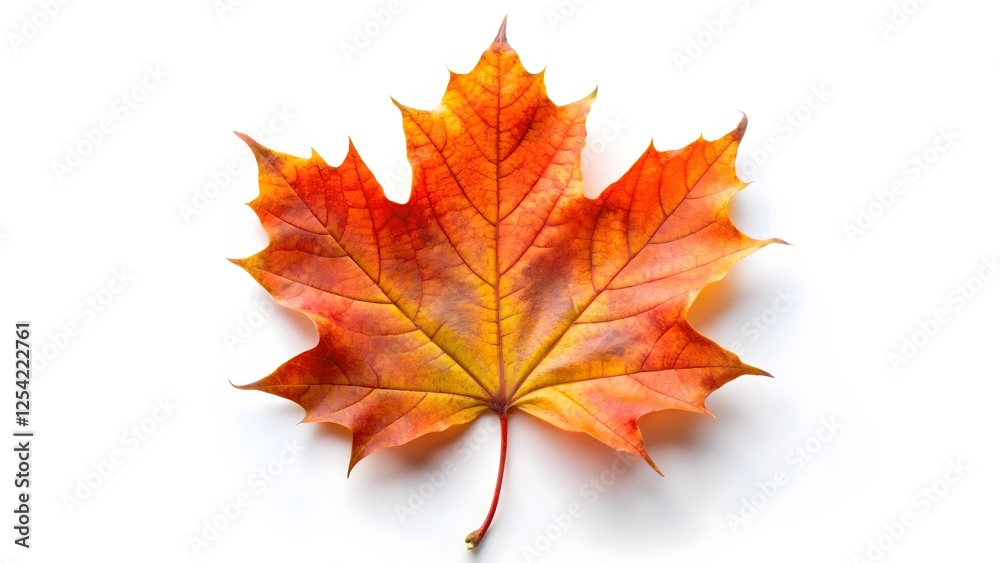 Single Autumn Maple Leaf on White Background Single Autumn Maple Leaf on White Background