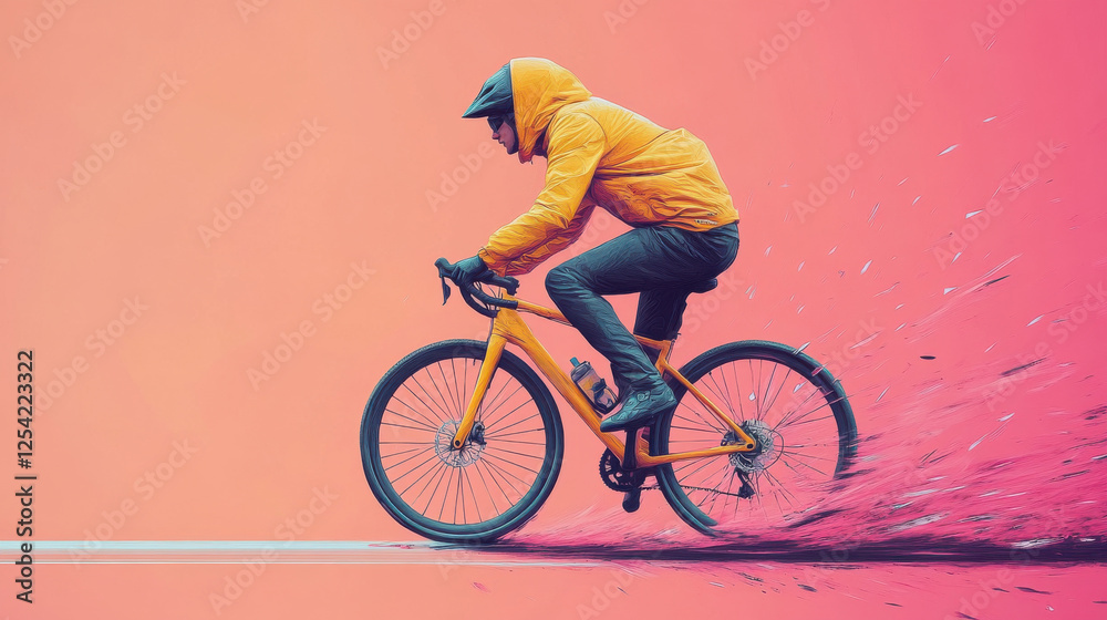 Naklejka premium Cyclist performing tricks urban environment action photography vibrant background dynamic motion urban adventure
