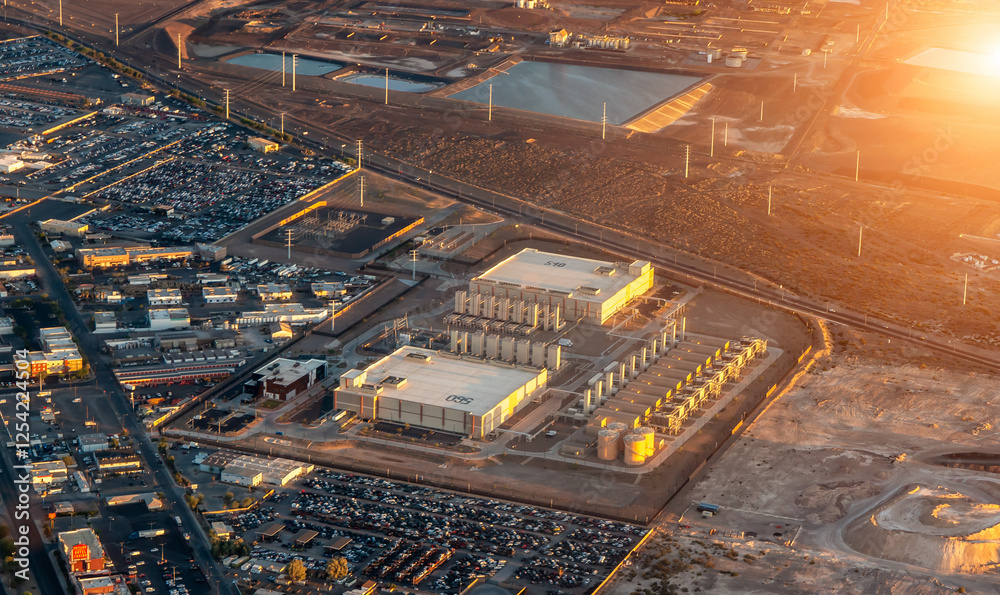 Fototapeta premium Aerial view at the large-scale Google Data Center - Las Vegas Henderson, NV