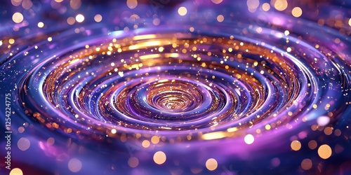 Swirling patterns of vibrant colors and sparkles create a magical ambiance in a tranquil body of water