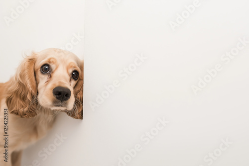 Adorable Cocker Spaniel puppy with a cute furry face and charming eyes looking for a playful companion photo