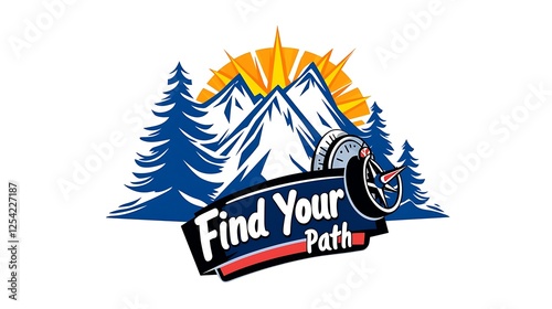 Find Your Path Logo Design With Mountain Sunrise