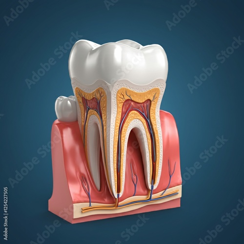 Cross-Sectional 3D Anatomy of a Human Molar Tooth photo