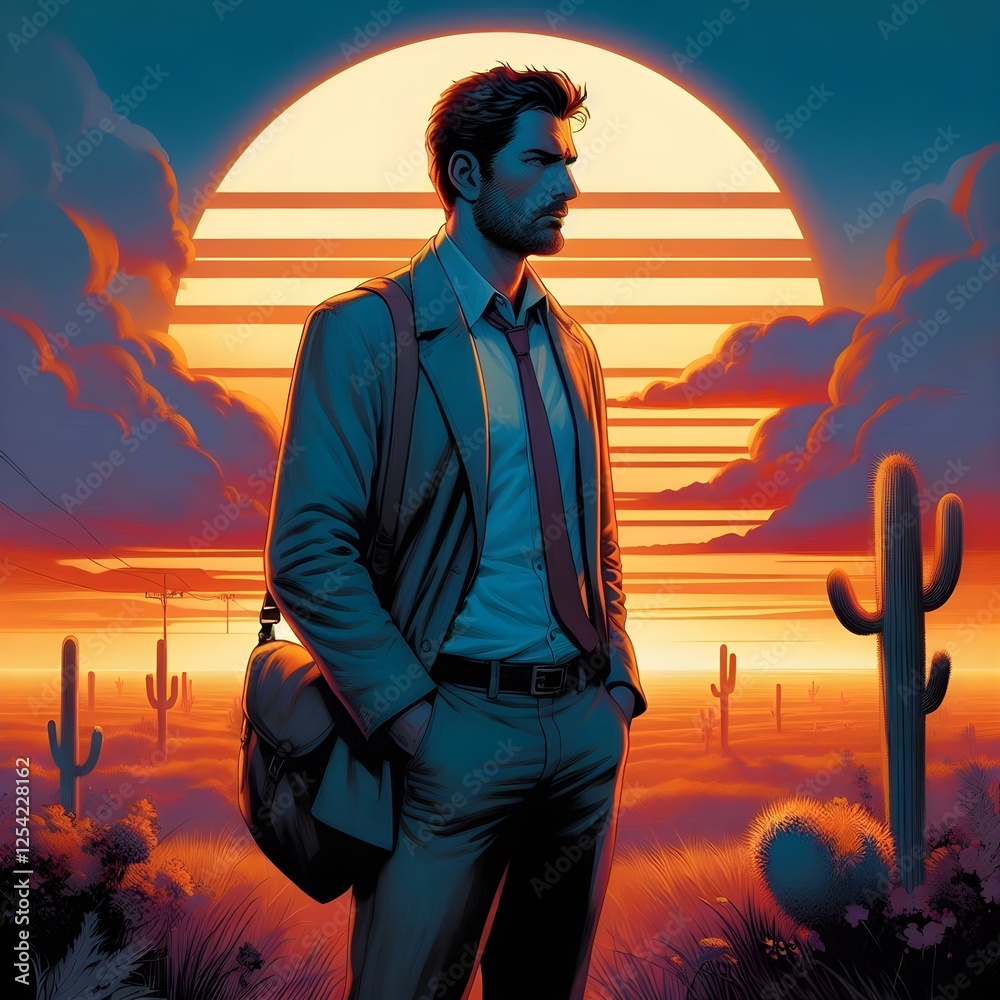 Fototapeta premium man in sunset