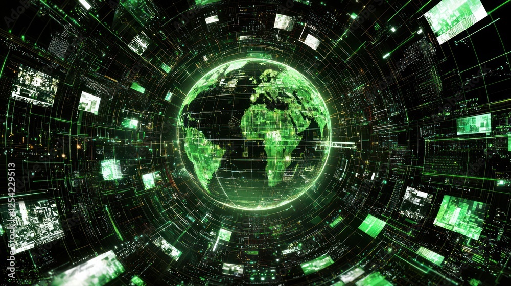 Obraz premium Earth in digital network