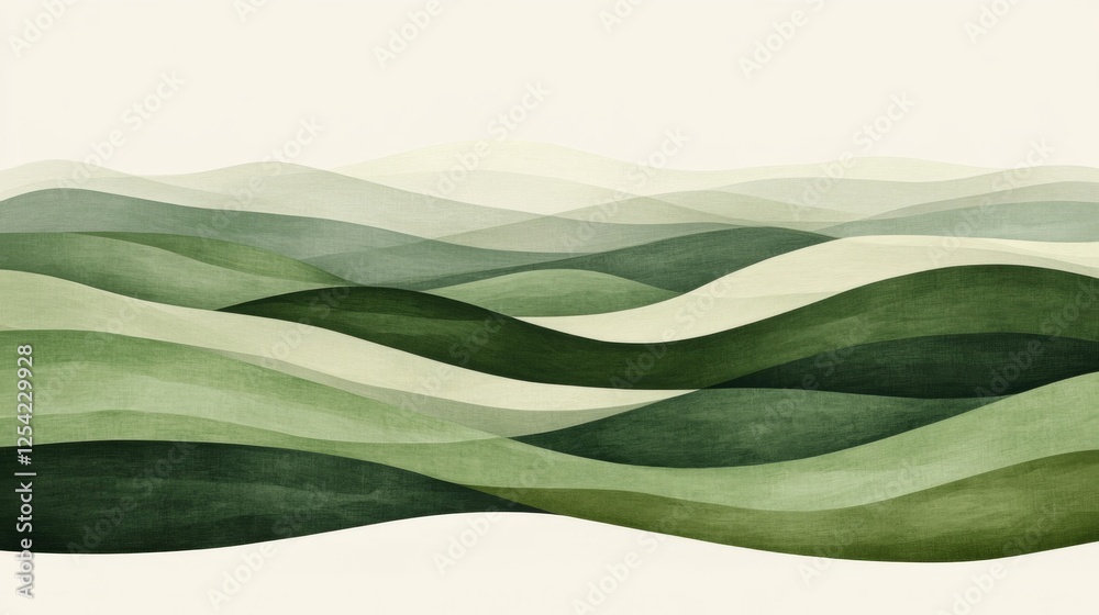 Abstract Watercolor Hillscape In Green Tones Abstract Watercolor Hillscape In Green Tones